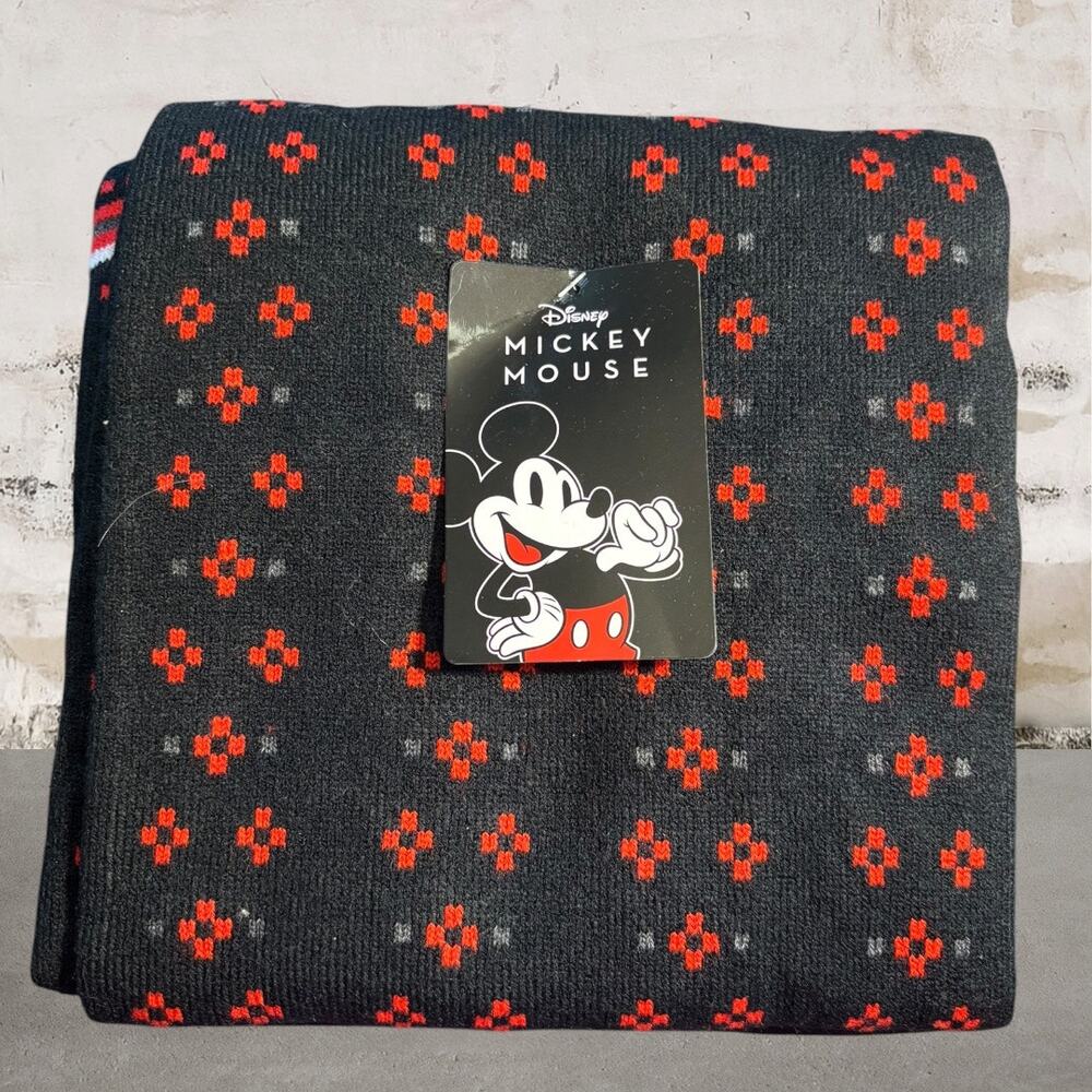 Disney BERSHIRE Mickey Mouse Black and Red Knit Scarf NWT